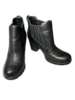 BOC by Born Concepts Black Leather Upper Ankle Booties Women's Size 7 Block Heel